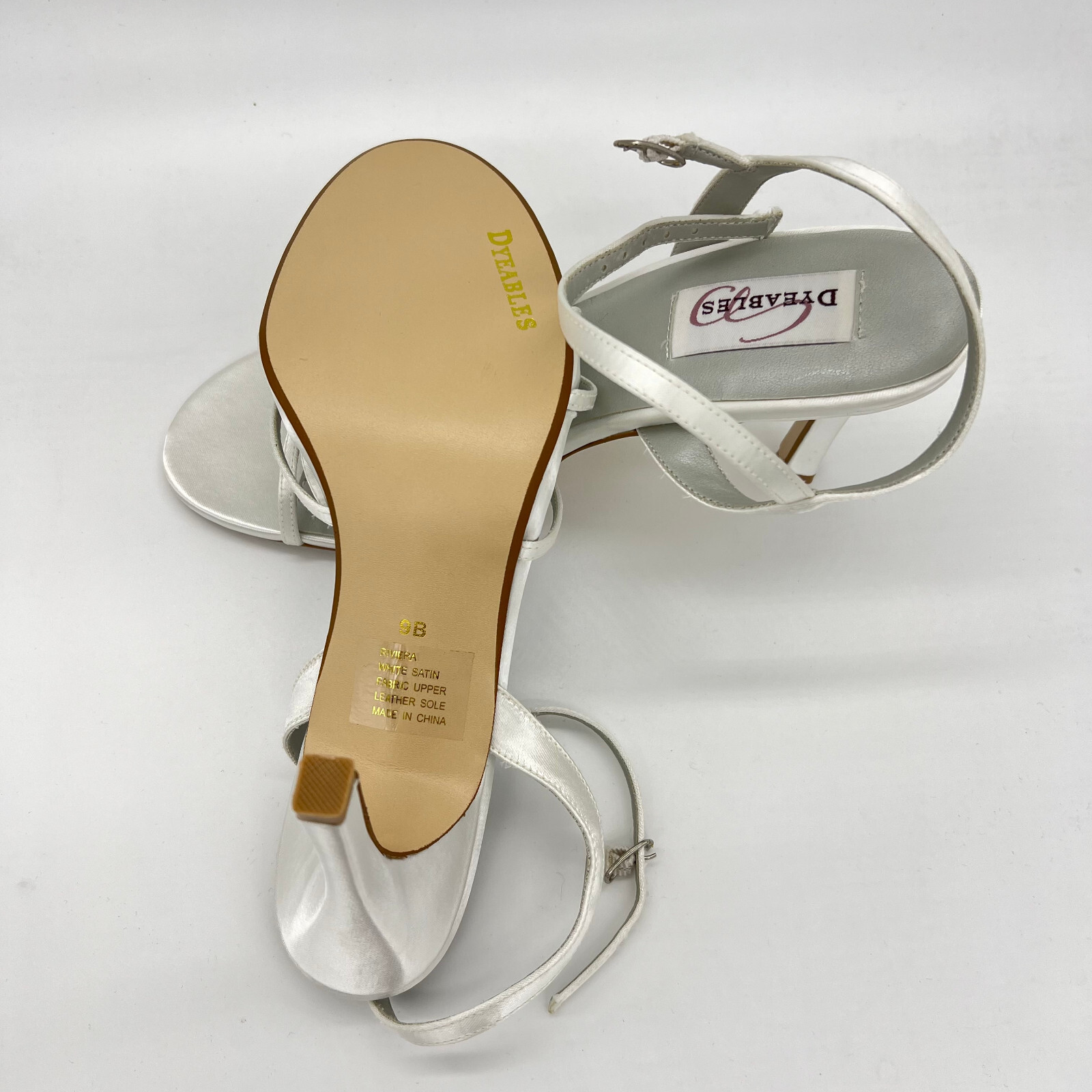 Dyeables Women Ankle Loop Satin Buckle Slingback Fashion Sandals White Satin 9B