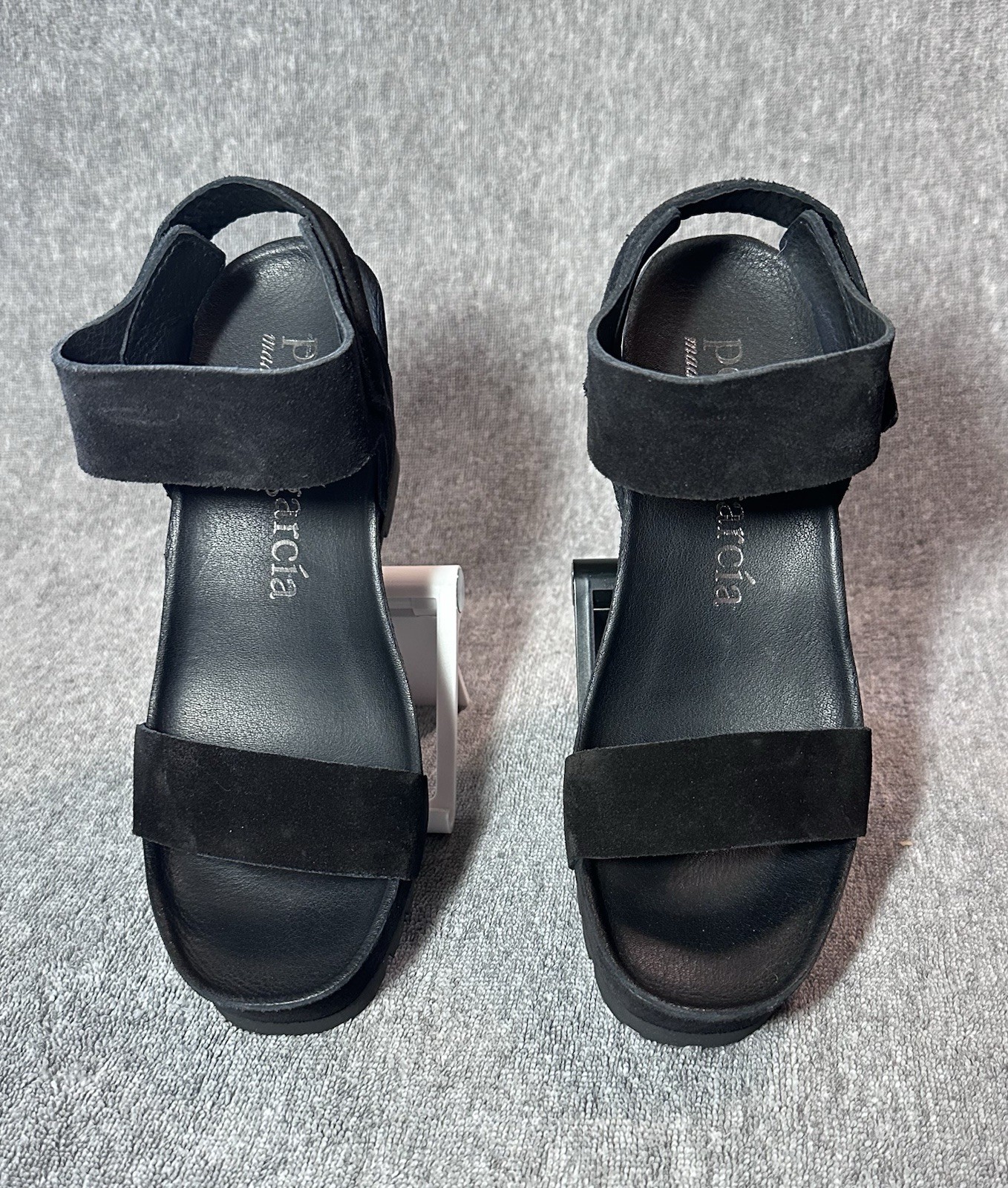 NWB Pedro Garcia Josette Platform Wedge Sandal Black Suede Size EU 37 MSRP $595