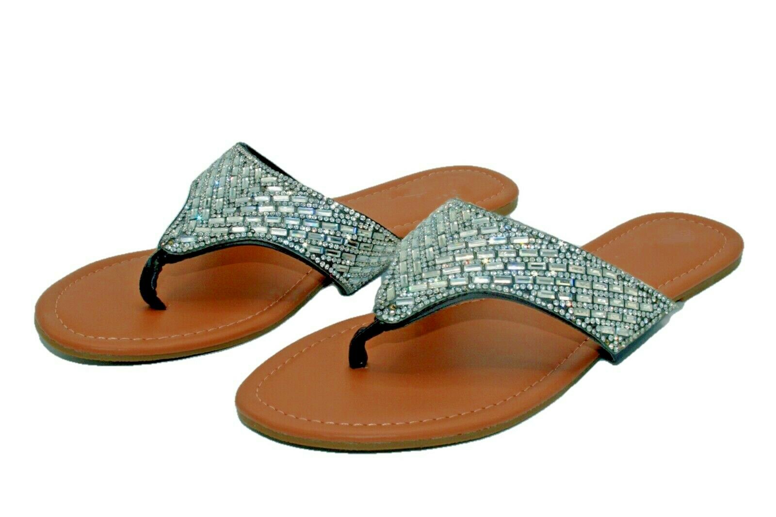 Women’s Open Toes Thong Rhinestone Upper Sandals 6 7 8 9 10 11
