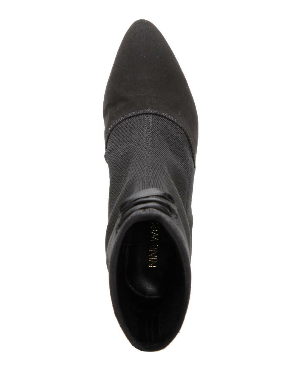 NEW NINE WEST BLACK SUEDE TEXTILE POINTY COMFORT ANKLE BOOTS SIZE 7.5 M