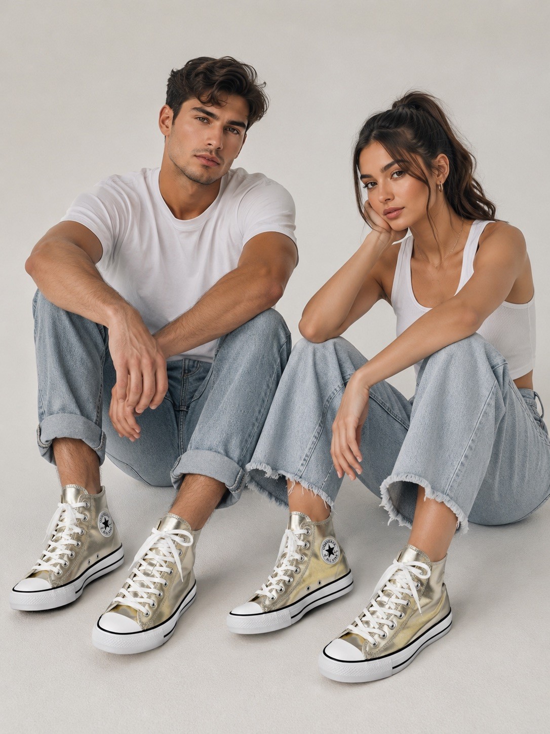 Converse Unisex Metallic Light Gold/White Size Men 6 / Women 8 New In Box