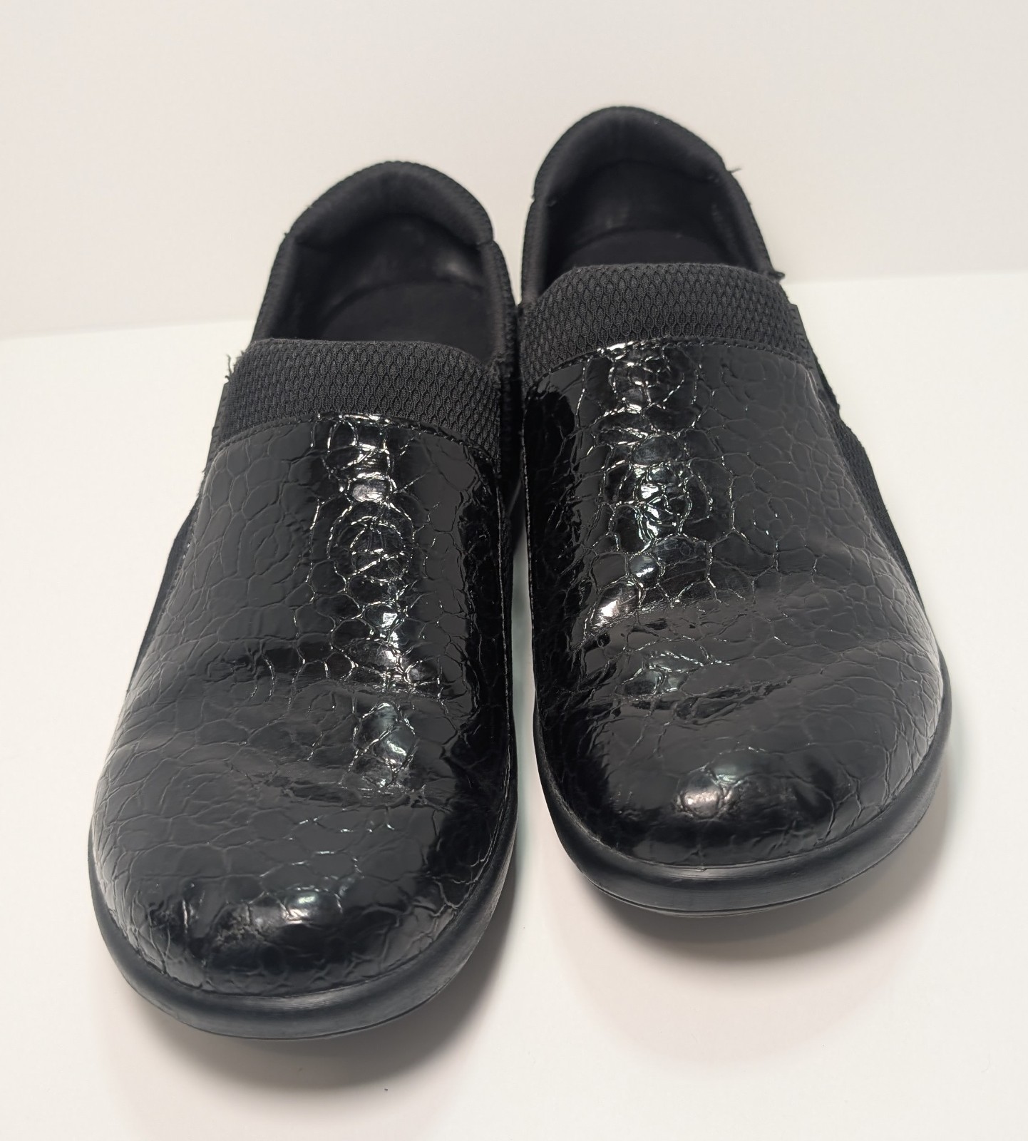 Alegria Duette Flourish Black Patent Slip-On Comfort Shoes – Size 37 (US 7-7.5)