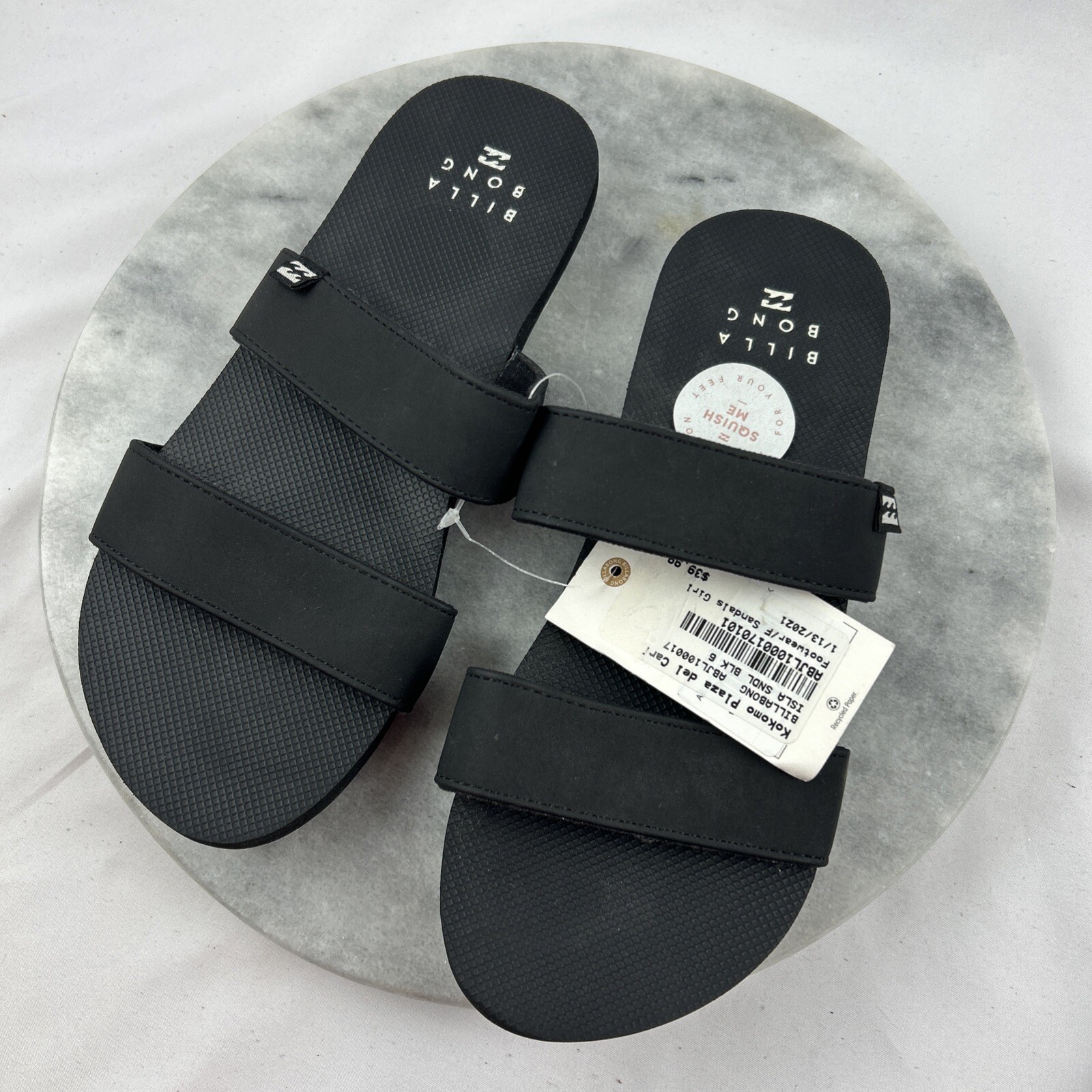 Billabong Strap Sandal Women Size 6 Slip On Black NOS