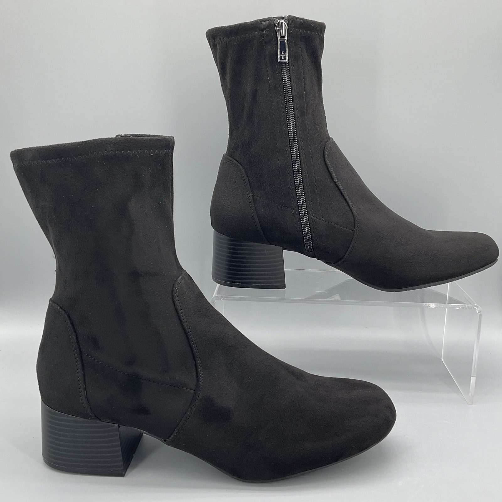 NEW Kenneth Cole Reaction Women’s Road Stretch Block Heel Booties Black Size 11M