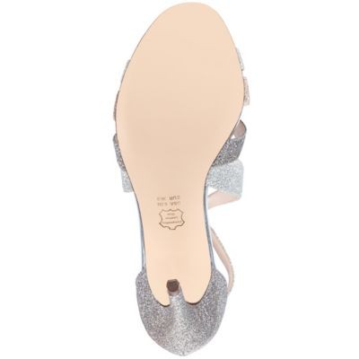 NINA Womens Silver Casey Round Toe Stiletto Leather Sandals Shoes 10 M