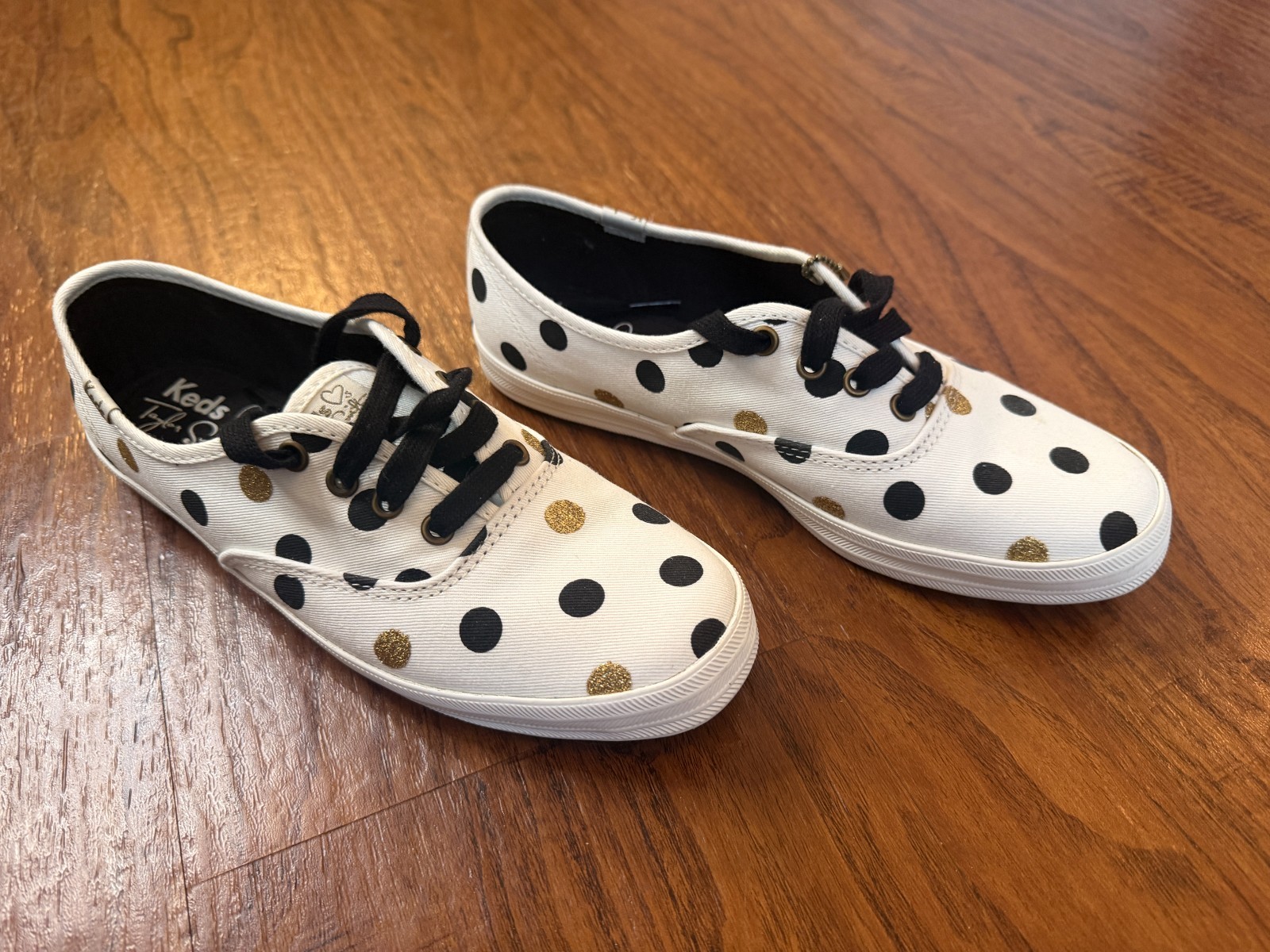 RARE Keds Taylor Swift Champion Glitter Dot Sneakers + Guitar Pick Charm Sz 6.5