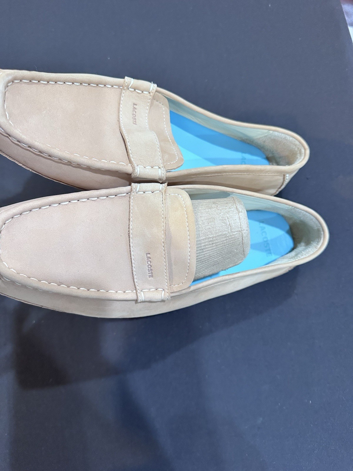 Lacoste Roxbury Nubuck Leather Women’s Driving Flat Loafer – 9 1/2 Tan Shoes