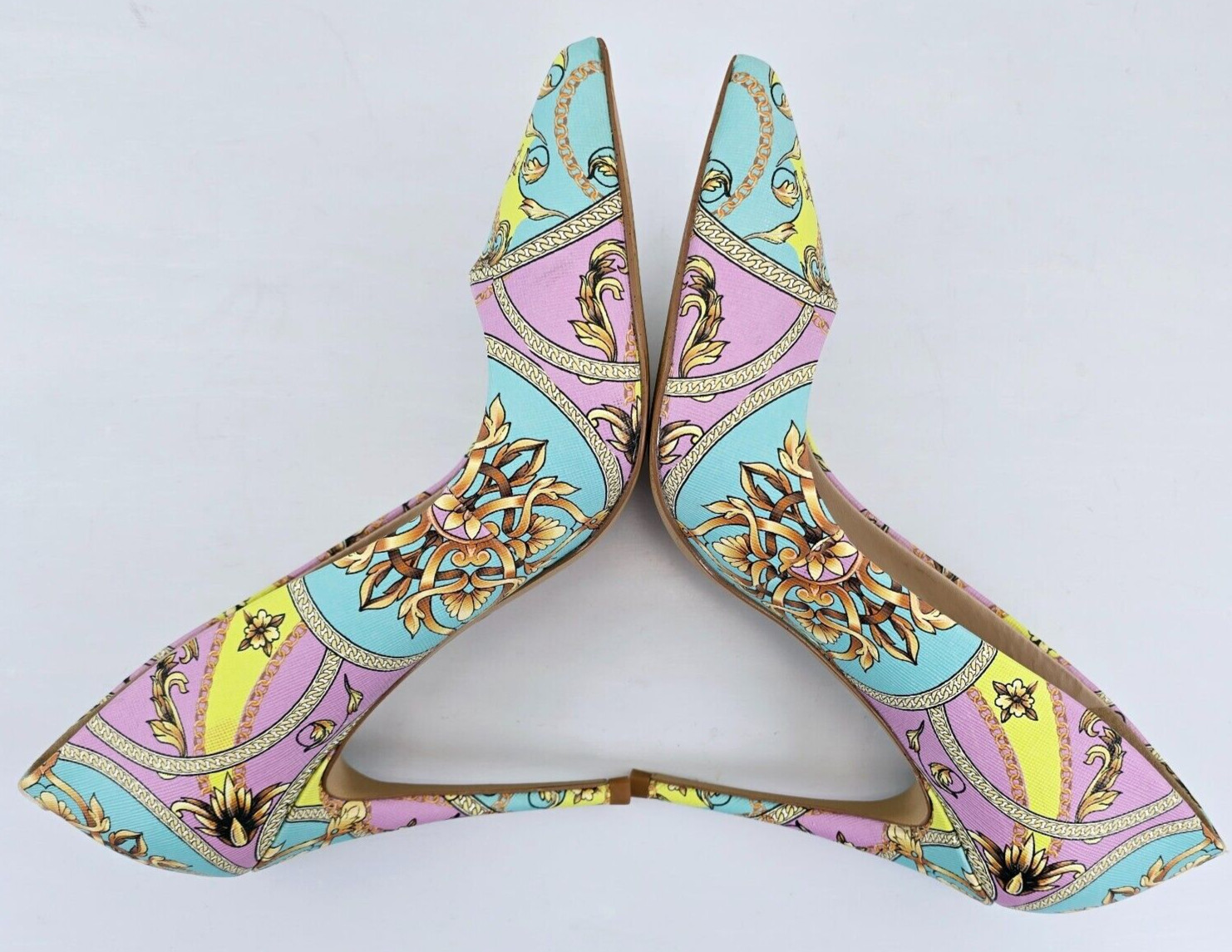 ALDO Stessy Multi Lavender Yellow Aqua Size 8 Women’s 4.25” High Heel Pumps