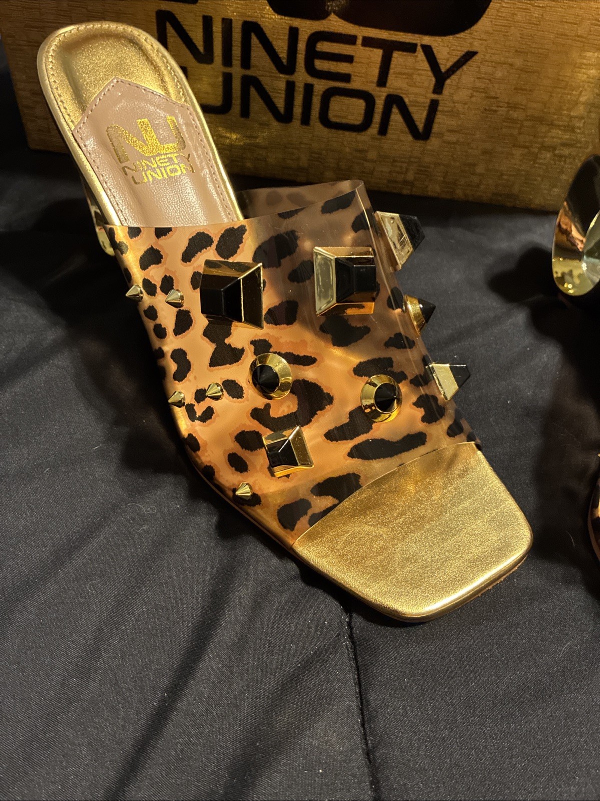 ninety union Ladies Vegas Leopard Heels Size 10