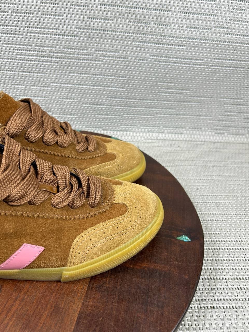 Veja Shoes Women Size 8 Make My Lemonade Volley Camel Pink Suede Low Top Sneaker