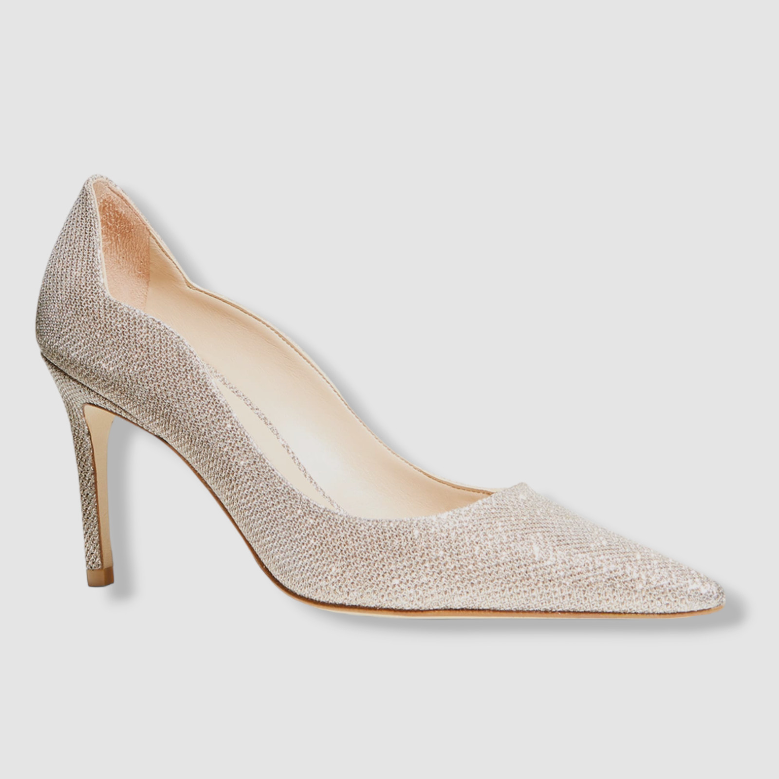 $495 Stuart Weitzman Women’s Beige Glitter Scallop Heel Pump Shoes EU 41.5/US 11