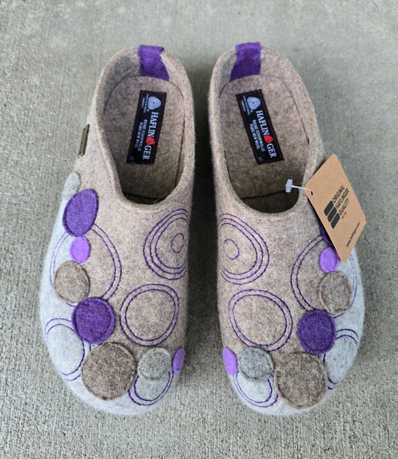Haflinger Fizz Earth Wool Clogs Euro 40 US 9.5 NIB with Tags Gray Brown Purple