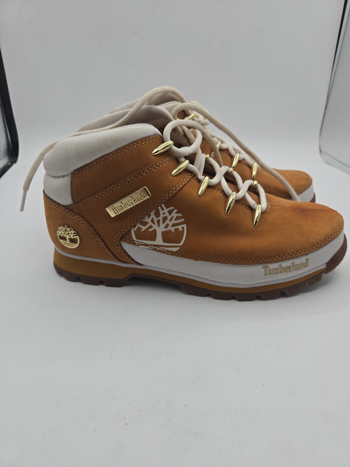 TIMBERLAND EURO SPRINT WOMENS HIKER BOOT WHEAT WHITE GOLD SIZE 9.5