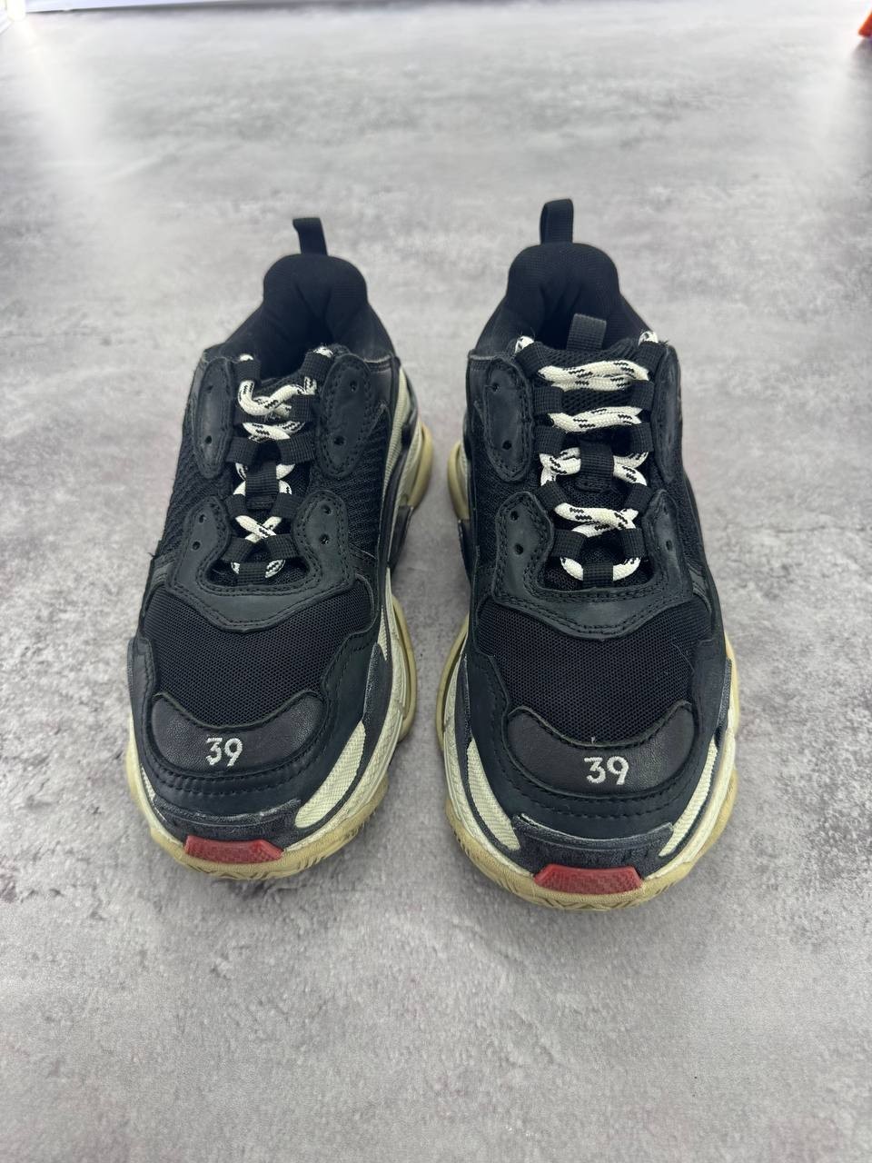 Balenciaga Triple S Black Red Chunky Sneakers Shoes EU 39 Made In Italy
