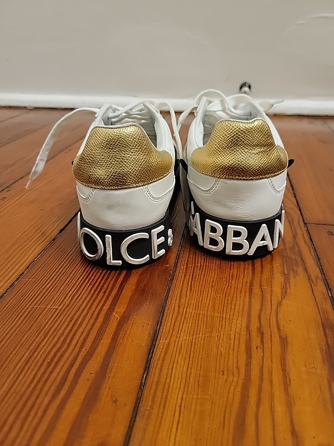 Dolce Gabbana Custom 2.zero Low Top White Gold Street Style Luxury Sneaker 38.5