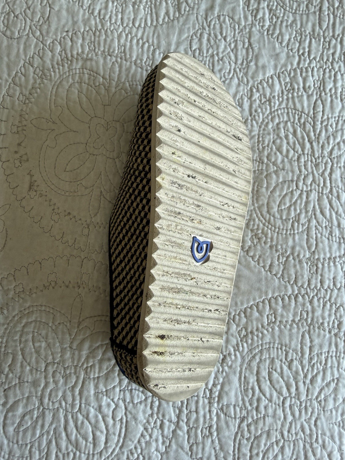 Rothy’s Women’s Slip-On Clogs Black/Beige Houndstooth Knit Slipper Size 5