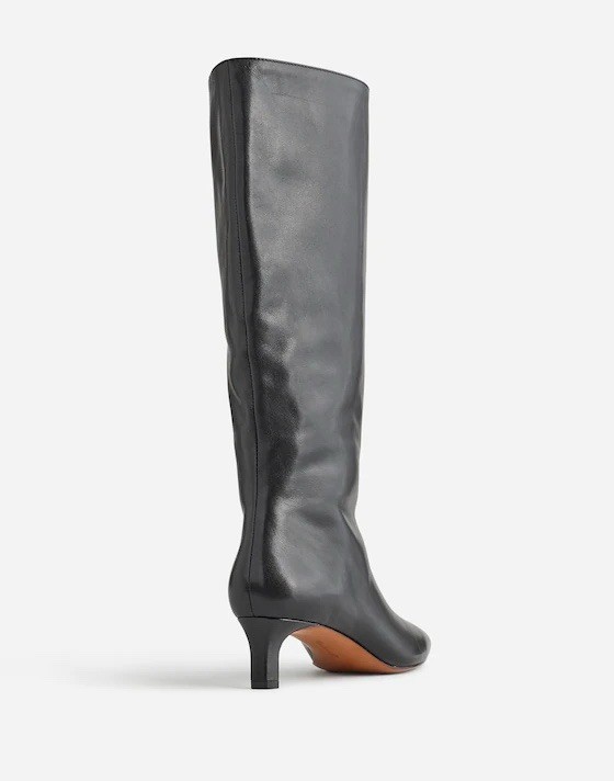 Madewell The Dimes Kitten-Heel Knee-High Boot in Black Leather 8 M $298 NR832