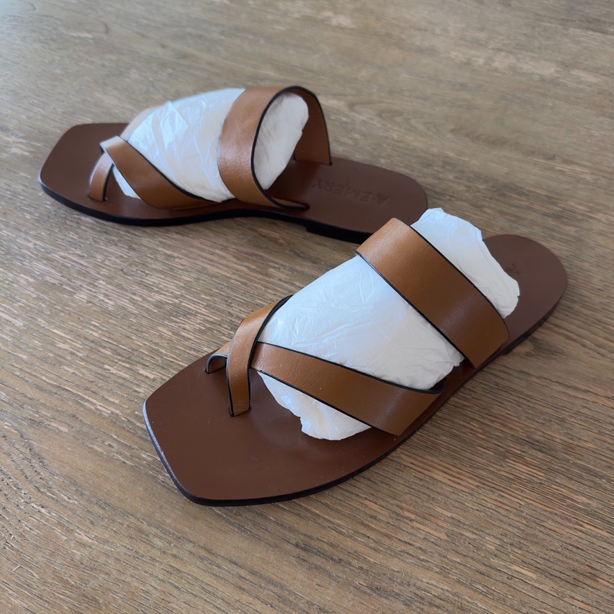 A. Emery Carter Minimalist Brown Full Grain Leather Sandals-Sz 38/US7-RRP $160