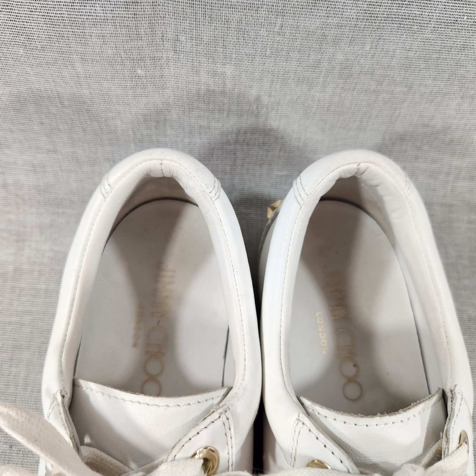 Jimmy Choo Womens Size 8 Rhinestone White Leather Lace Sneakers SEE DESCRIPTION
