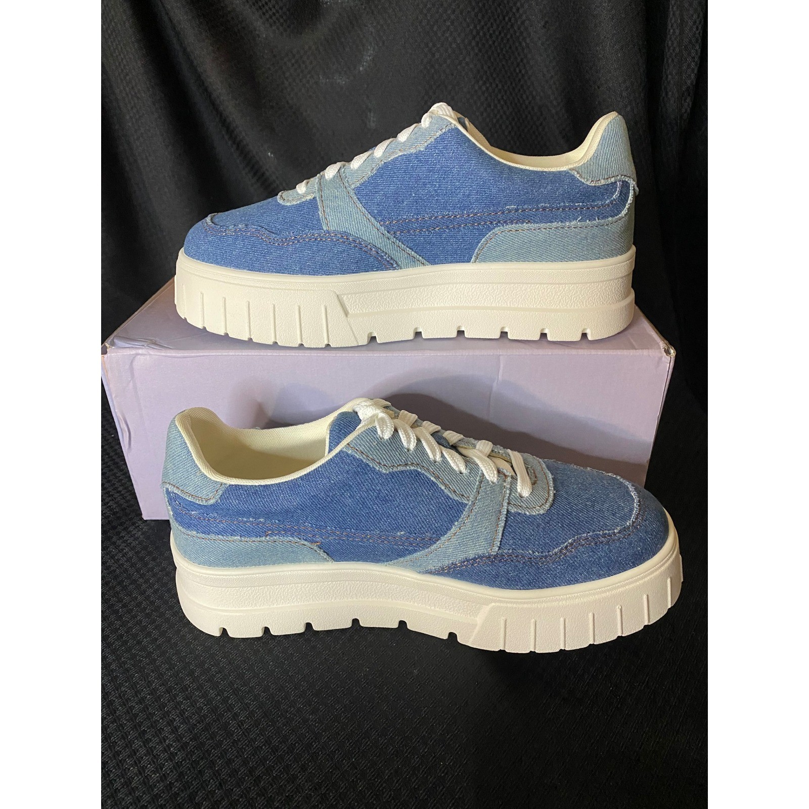 Lisa Vicky Pal-V Denim Platform Sneakers Blue Women’s Size 8 M New in Box