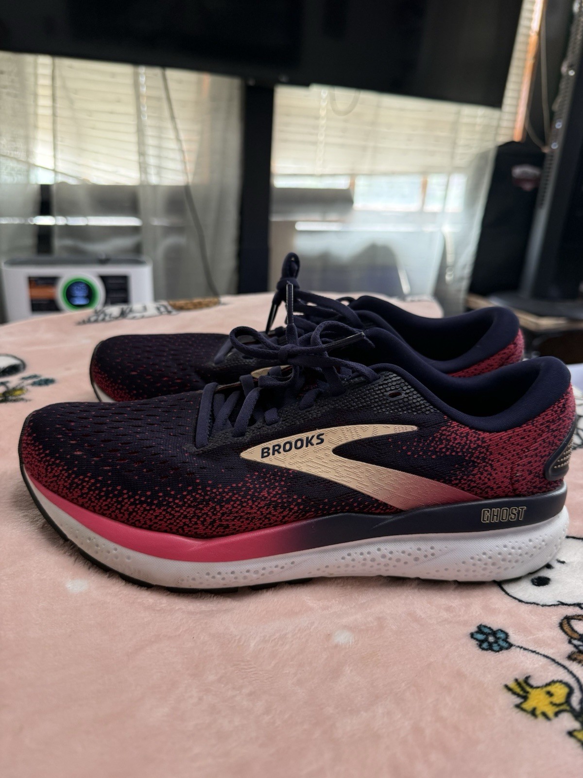 Brooks Ghost 16 Peacoat/Raspberry/Apricot Cushioned Mesh Lace-Up Running Sneaker
