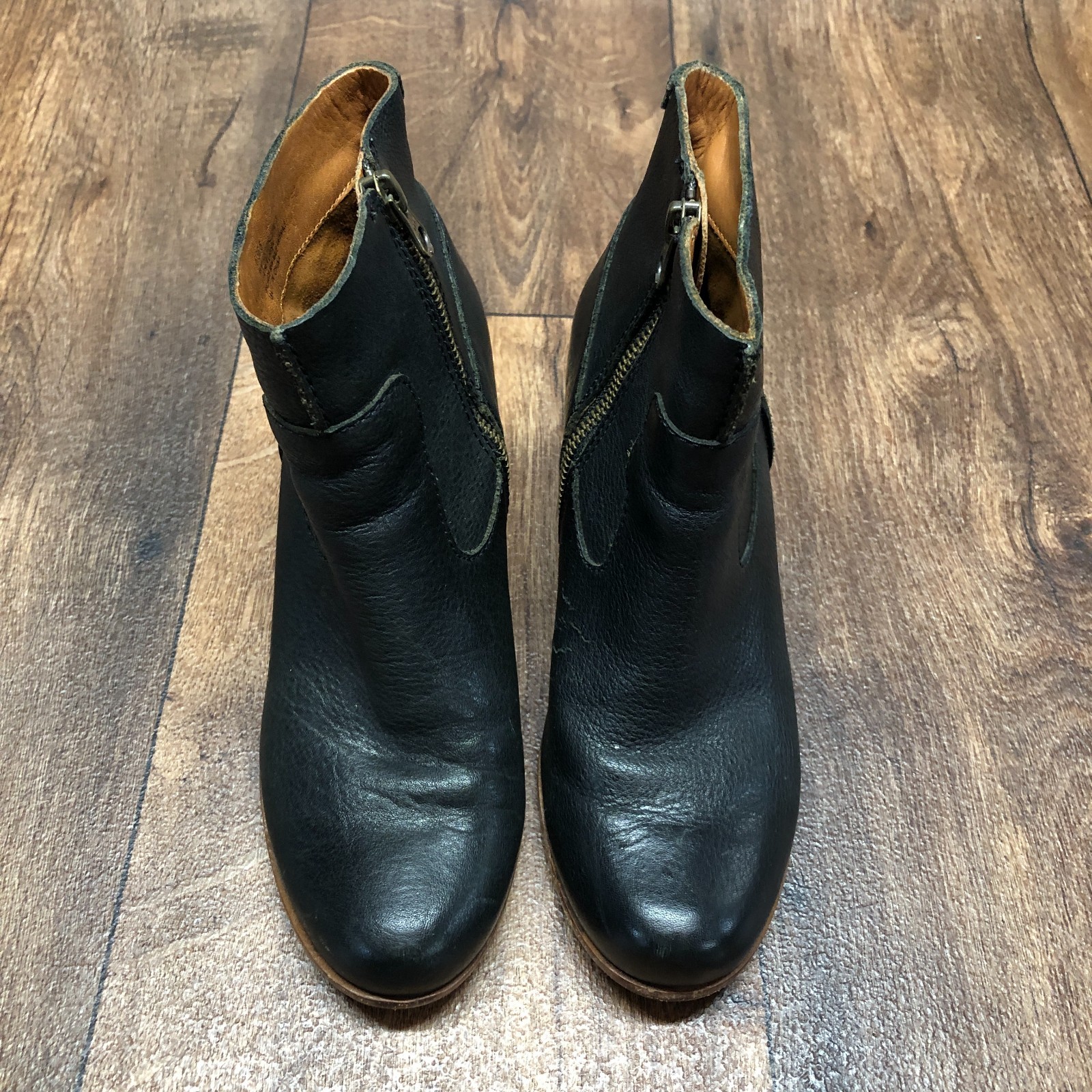 Kork-Ease Michelle Boots Women’s Size 6 Black Side Zip 3″ Wedge Heel Booties