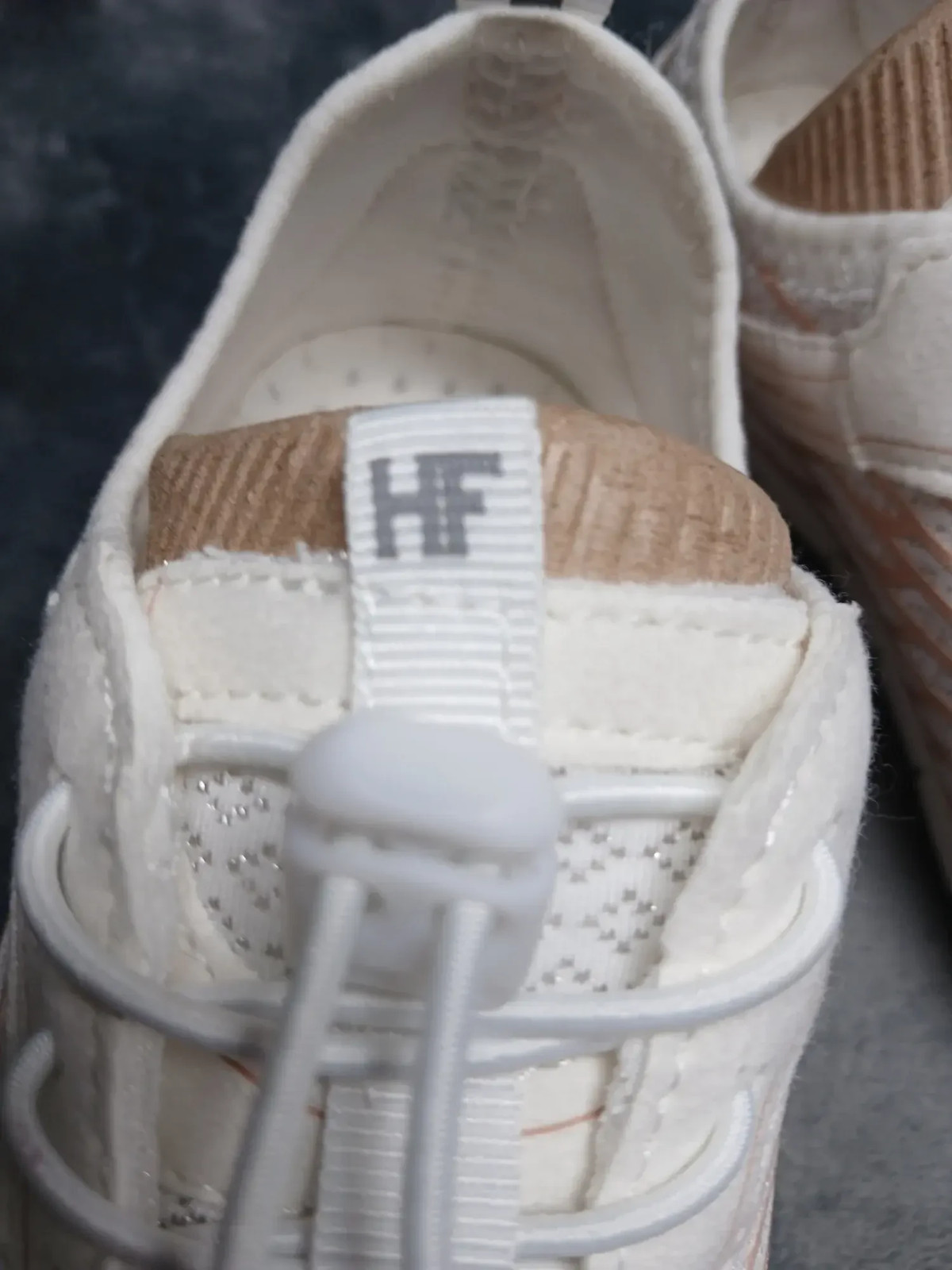HF Women’s Athletic Sneakers US 10 -10.5 White Knit Low Top Slip On Lace Lock
