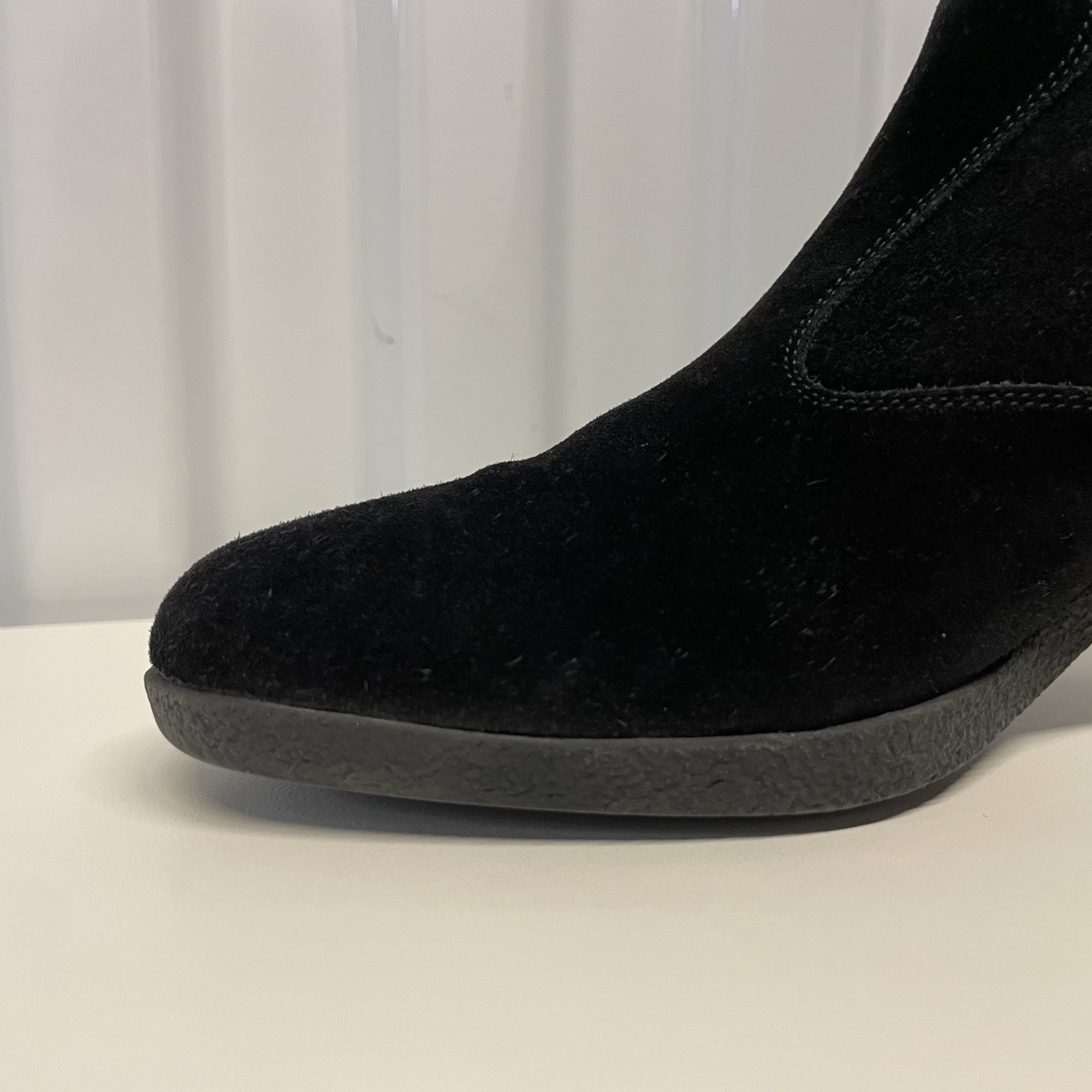 Vintage 90s Ferragamo Black Suede Logo Ankle Boots Women’s 5.5 B