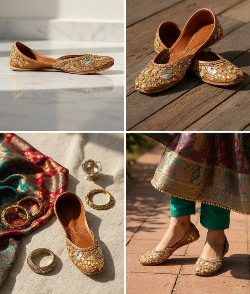 Women Jutties Shoes Punjabi Indian Flats Flat Womens Slip Leather US 5.5-8.5