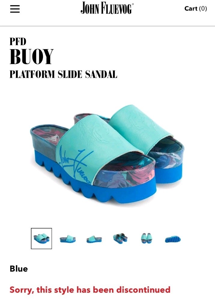 JOHN FLUEVOG signed platform teal and blue slide sandal shoes BUOY SIZE 10. EUC!