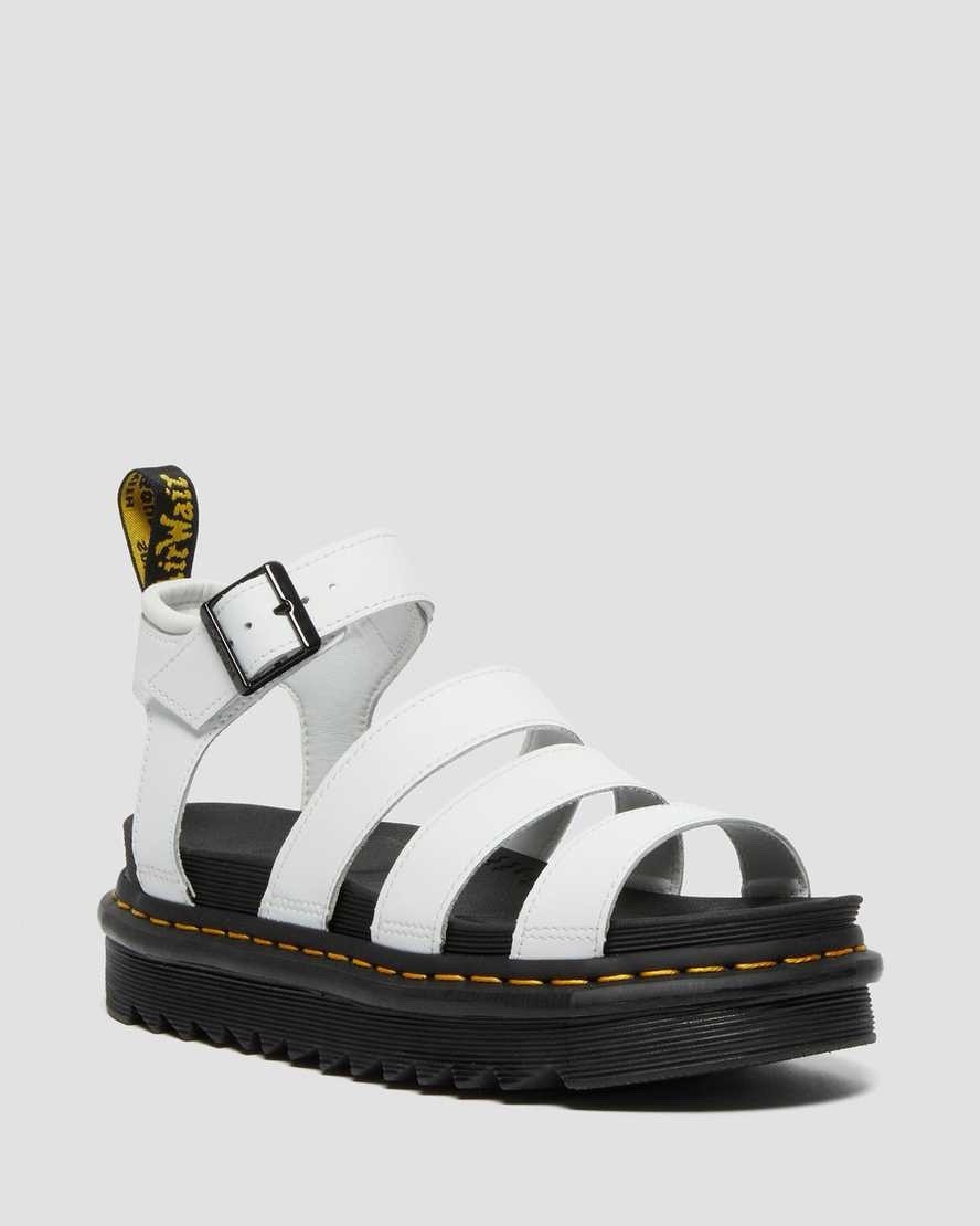 Dr Martens Blaire Leather Sandals In White Women’s Size 5 Unisex M4/W5 New