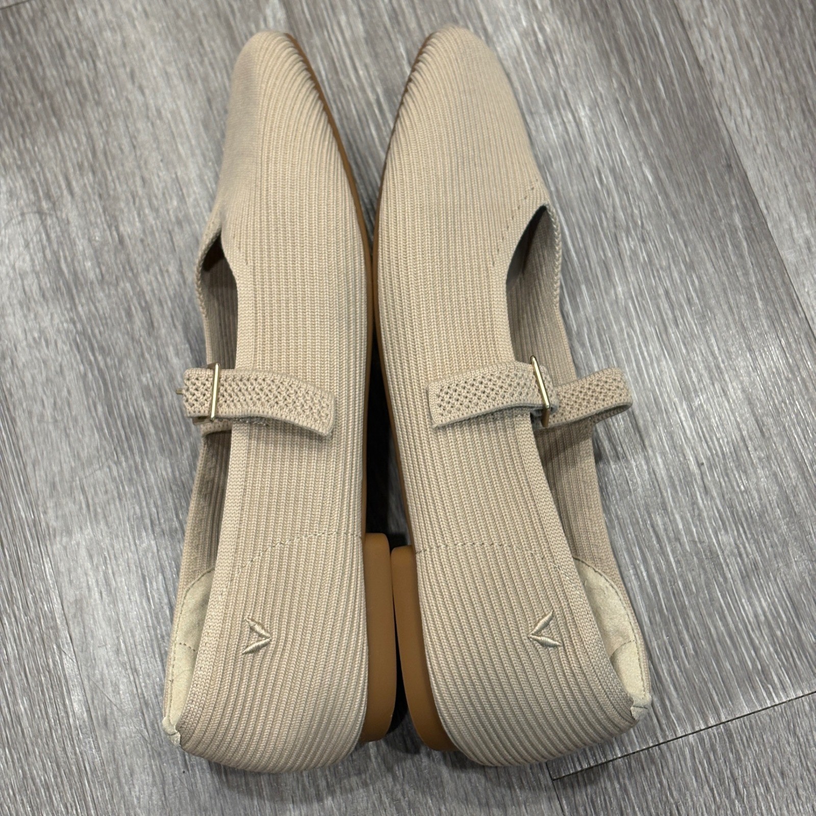 VIVAIA Margot Square-Toe Mary Jane Almond Ribbed Knit Flat Preppy Minimalist 8.5