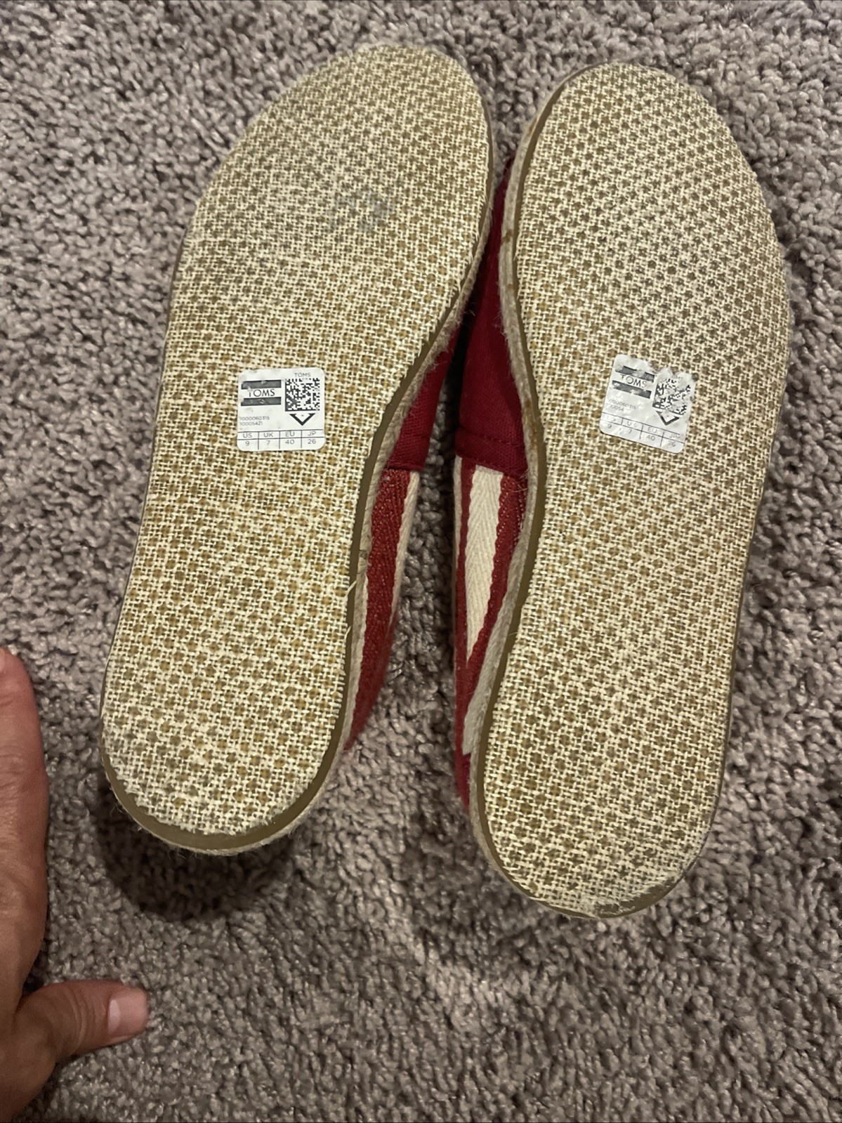 TOMS Classic Women’s Size 9 M Red Canvas Casual Comfort Flats Slip On Shoes