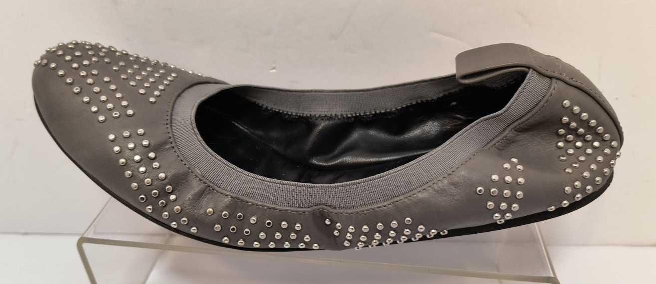 See By Chloe Gray Leather Studded Stretch Ballet Flatsd Women’s Size 40 U.S. 10