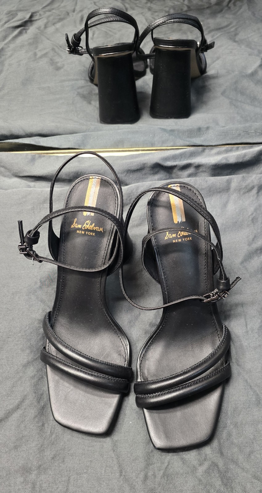 Sam Edelman Kia Block Heel Sandal Black Sz 6.5 Brand New MSRP $140