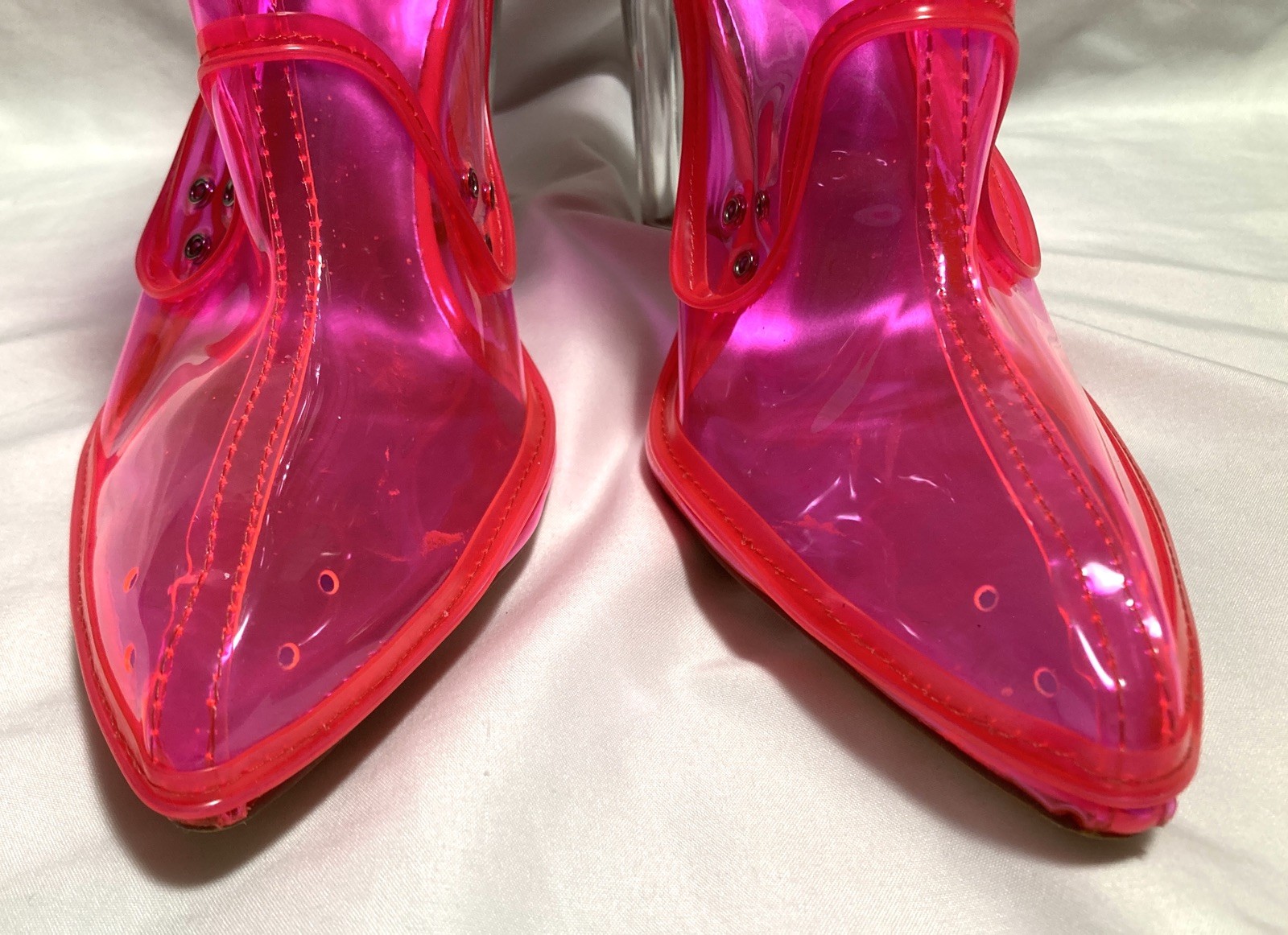 Neon Cowboys HOT PINK PVC BOOTS Women size 14 LED Light Up Out Past Midnight