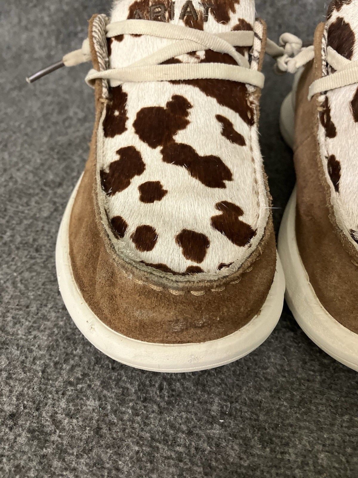 Ariat Hilo Cow Hair Fur Shoes Women 6.5 Ginger Suede On Casual Slip On Cowhide