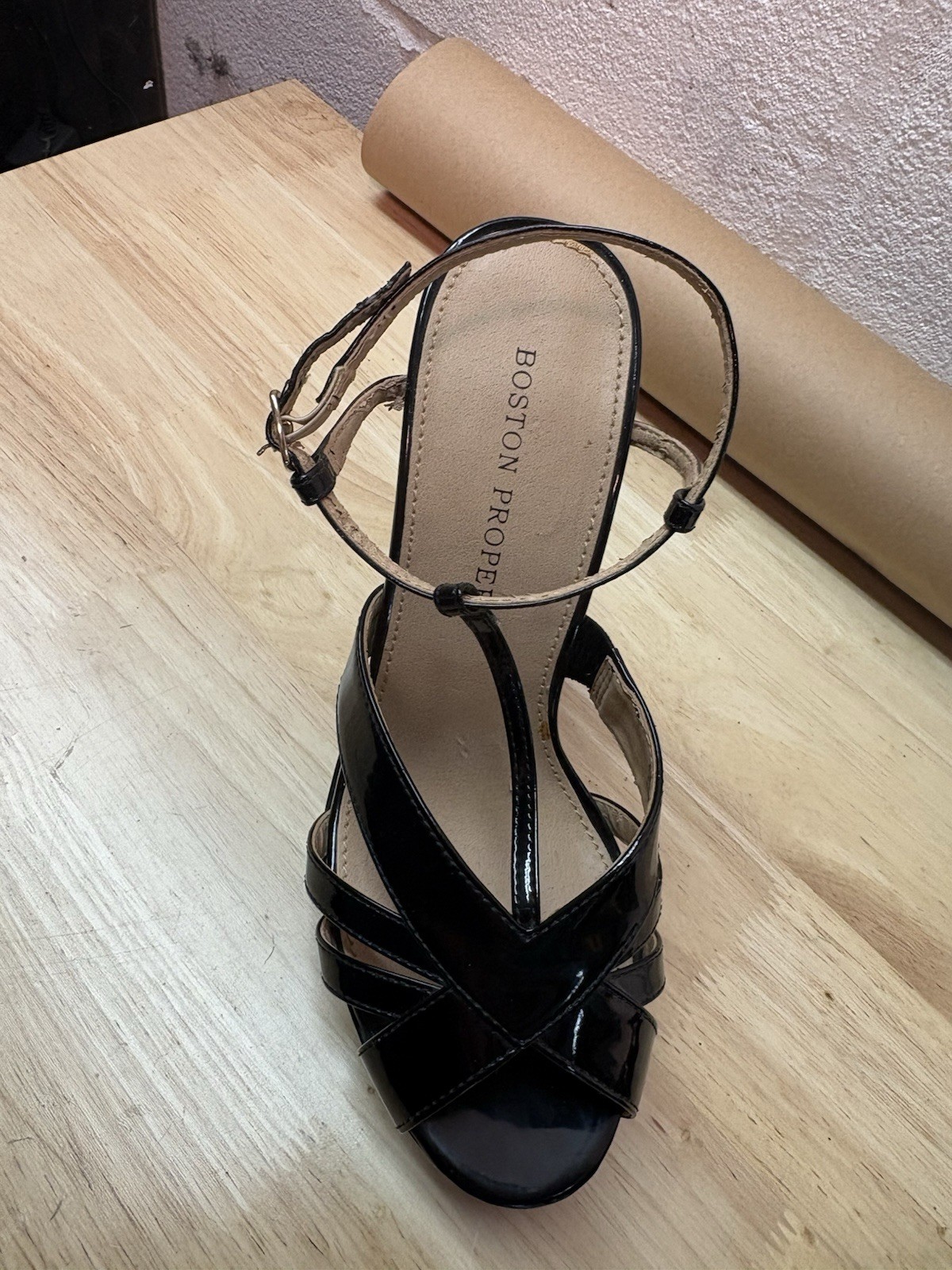 Boston Proper Women’s Black Patent Platform Ankle Strap Buckle Heels Size 8M