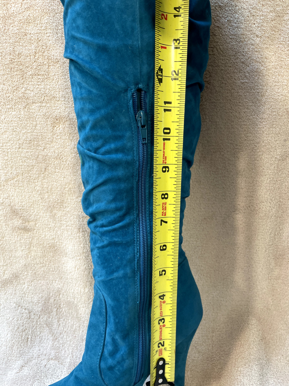 High Heels 18″ Knee-High 5.5″ Platform Stiletto Blue Faux Suede Zipper Sz7 Machi