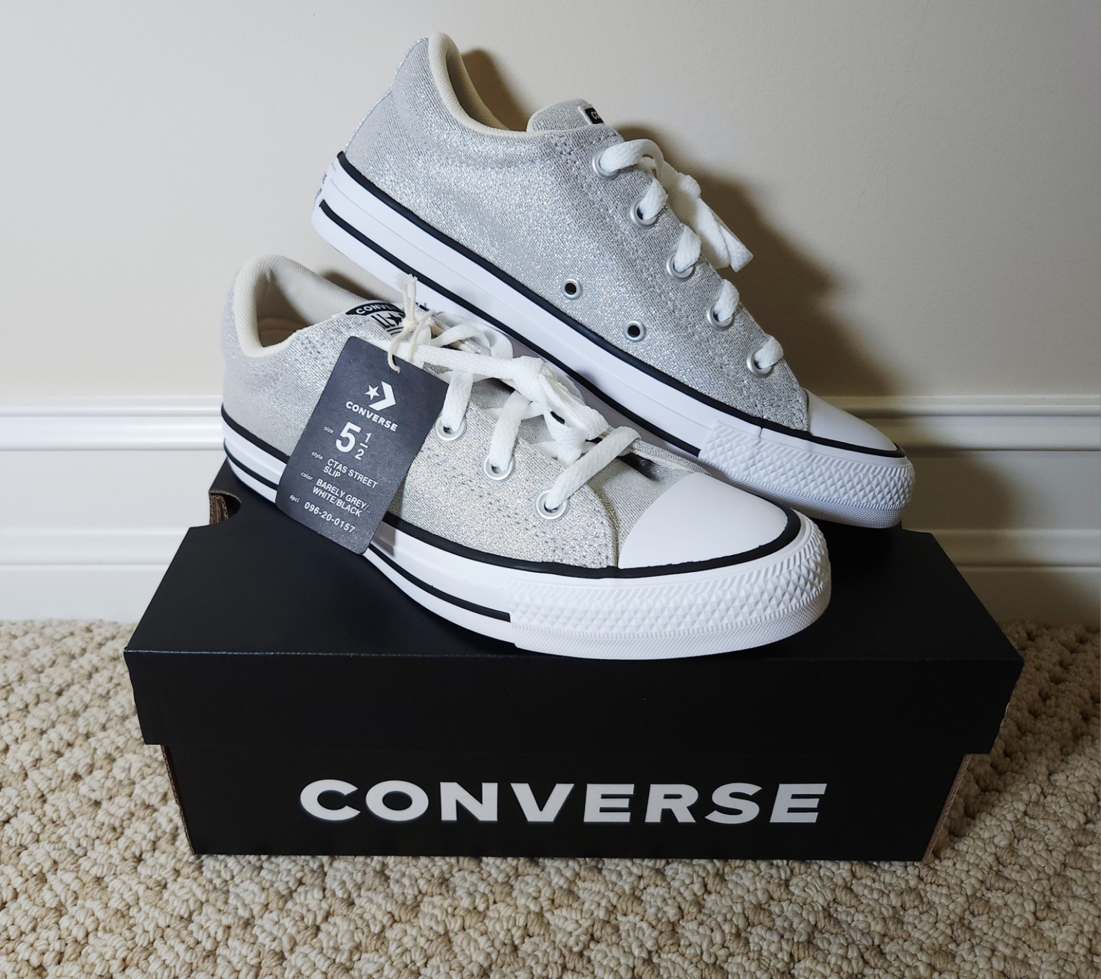 Converse | Women’s 7.5 Silver Metallic Lurex Chuck Taylor All Star Sneakers NEW
