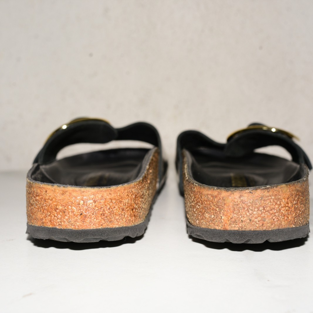Birkenstock Madrid Shine Black Leather Big Buckle Women 38 N