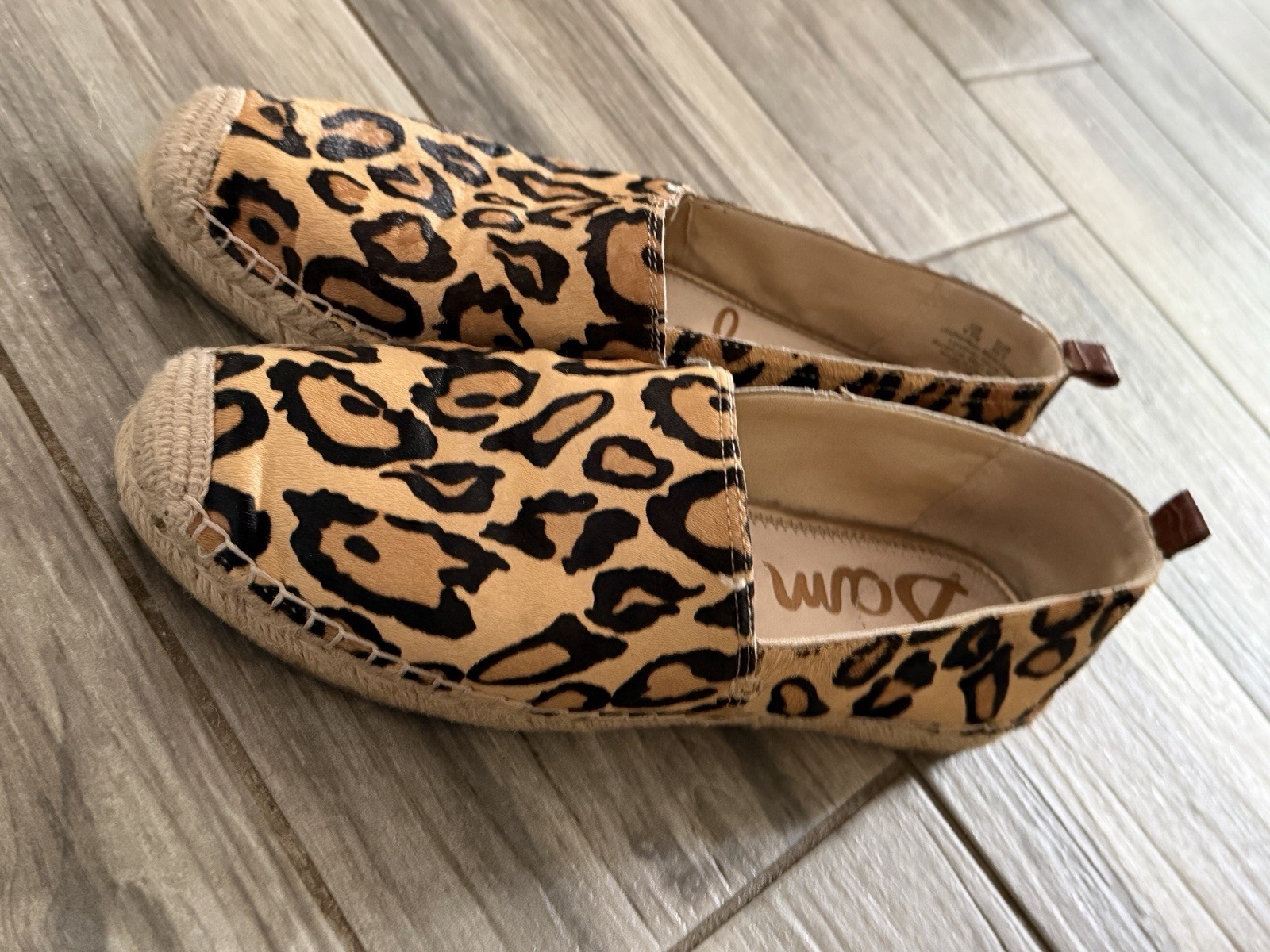 Sam Edelman Flats Size 9.5M Khloe Leopard Print Calf Hair Slip On Espadrilles