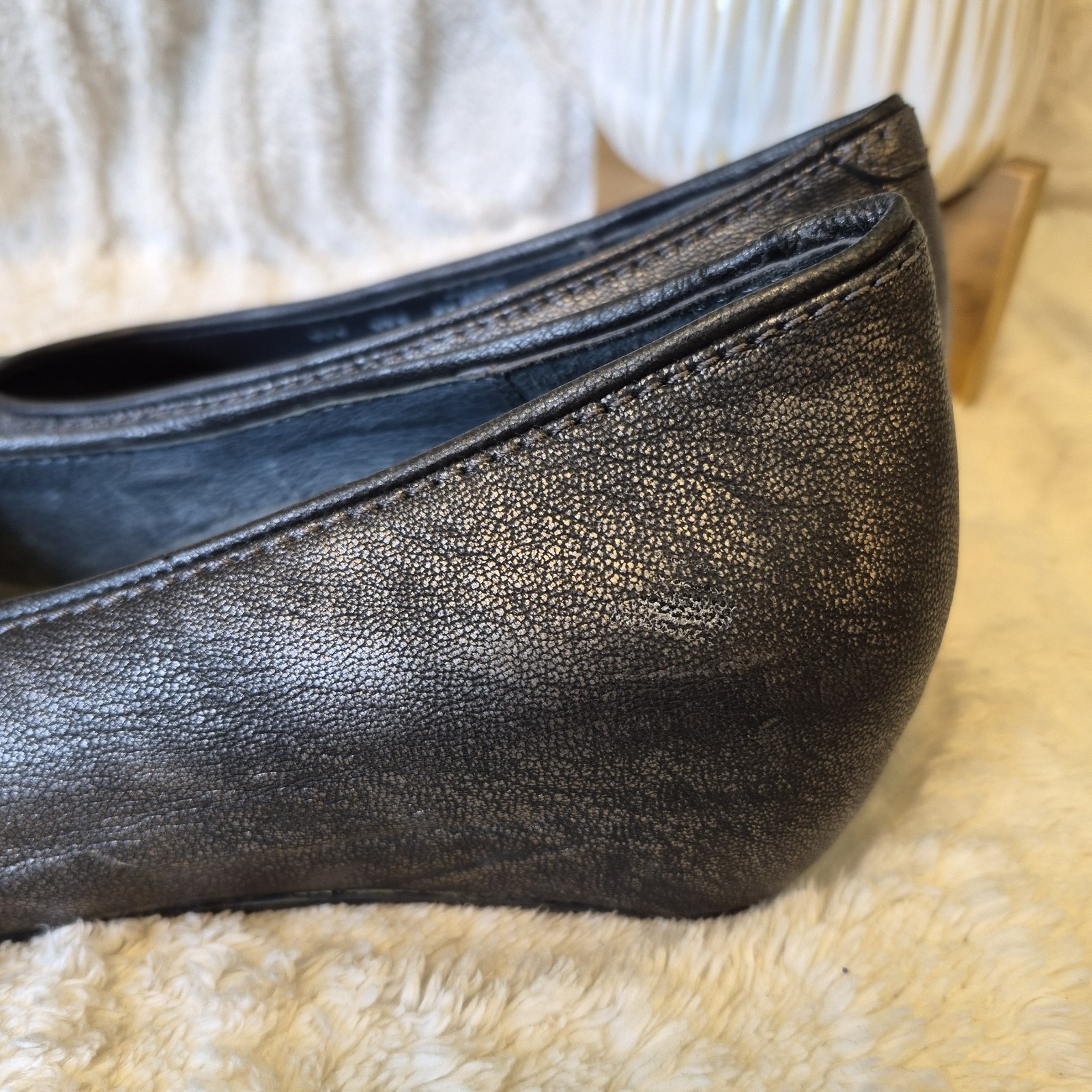 Wolky Valentine Ballet Flats Slip-on Shoes Hidden Wedge Metallic Grey Sz 10.5