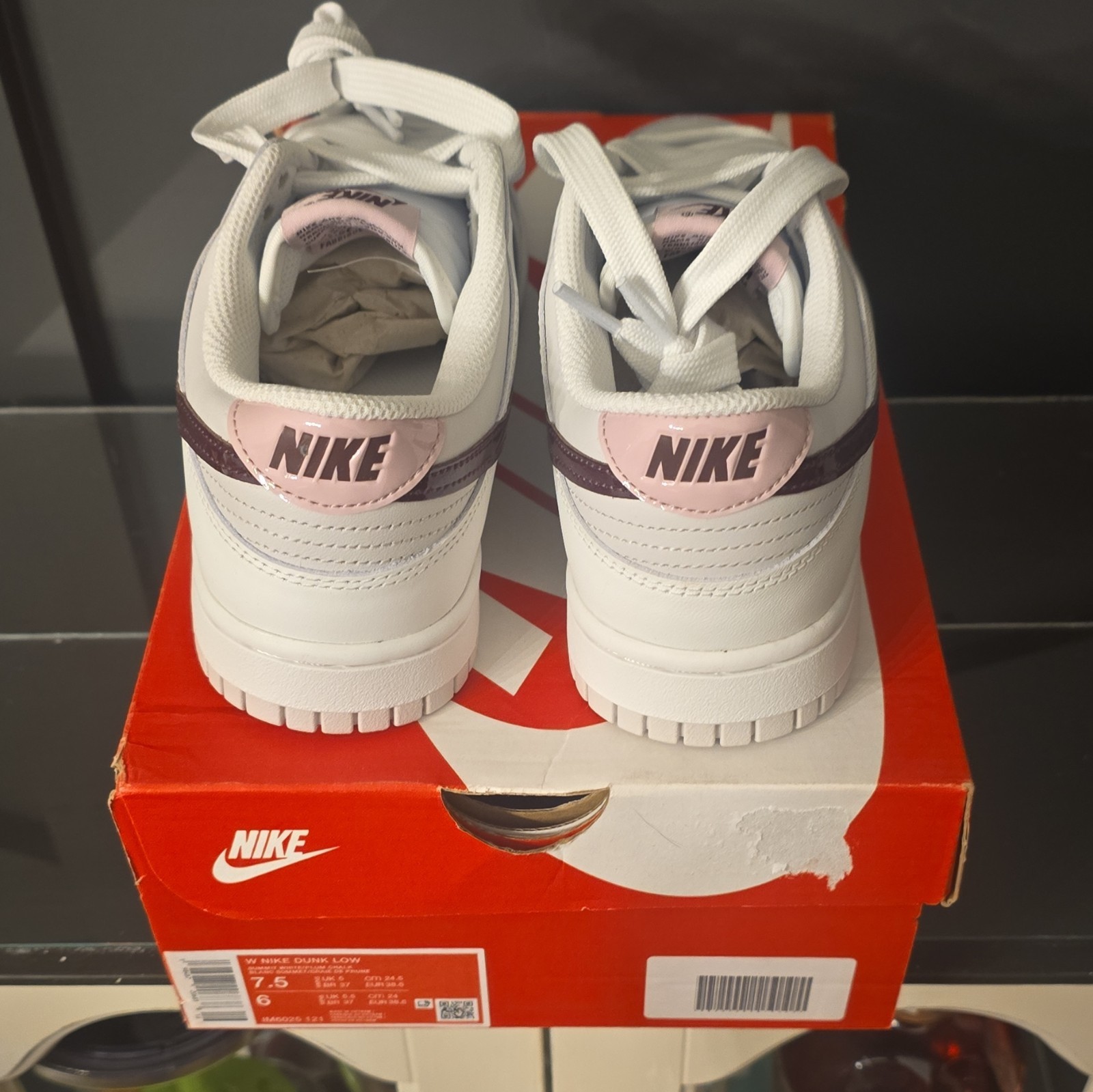 Nike Dunk Low White Purple Pink Colorblock Low Top Lace Up Leather Sneaker