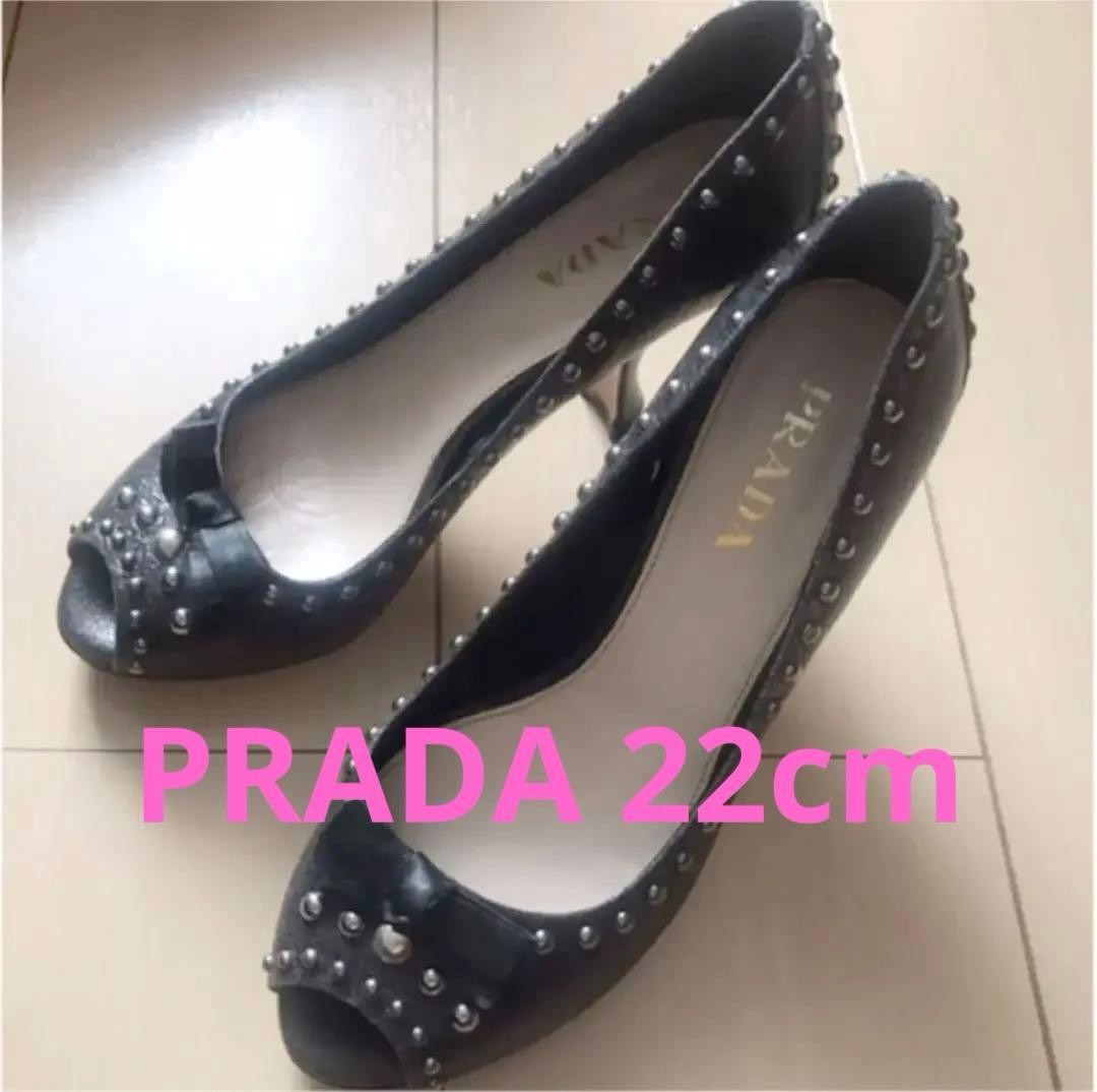 Rare PRADA Studded Black Pumps Size 35 US 5.5 EU 35 Heel 8.5cm