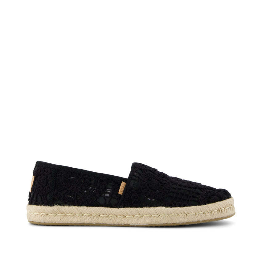 Toms Women’s Alpargata Rope 2.0 Espadrille 10021938 Black Crochet Lace