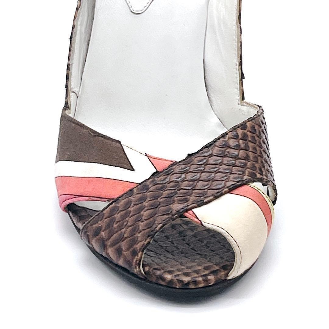 EMILIO PUCCI Python Pumps Heel Pucci-print scarf Open-toe sandal EU 37.5 /UK 4.5