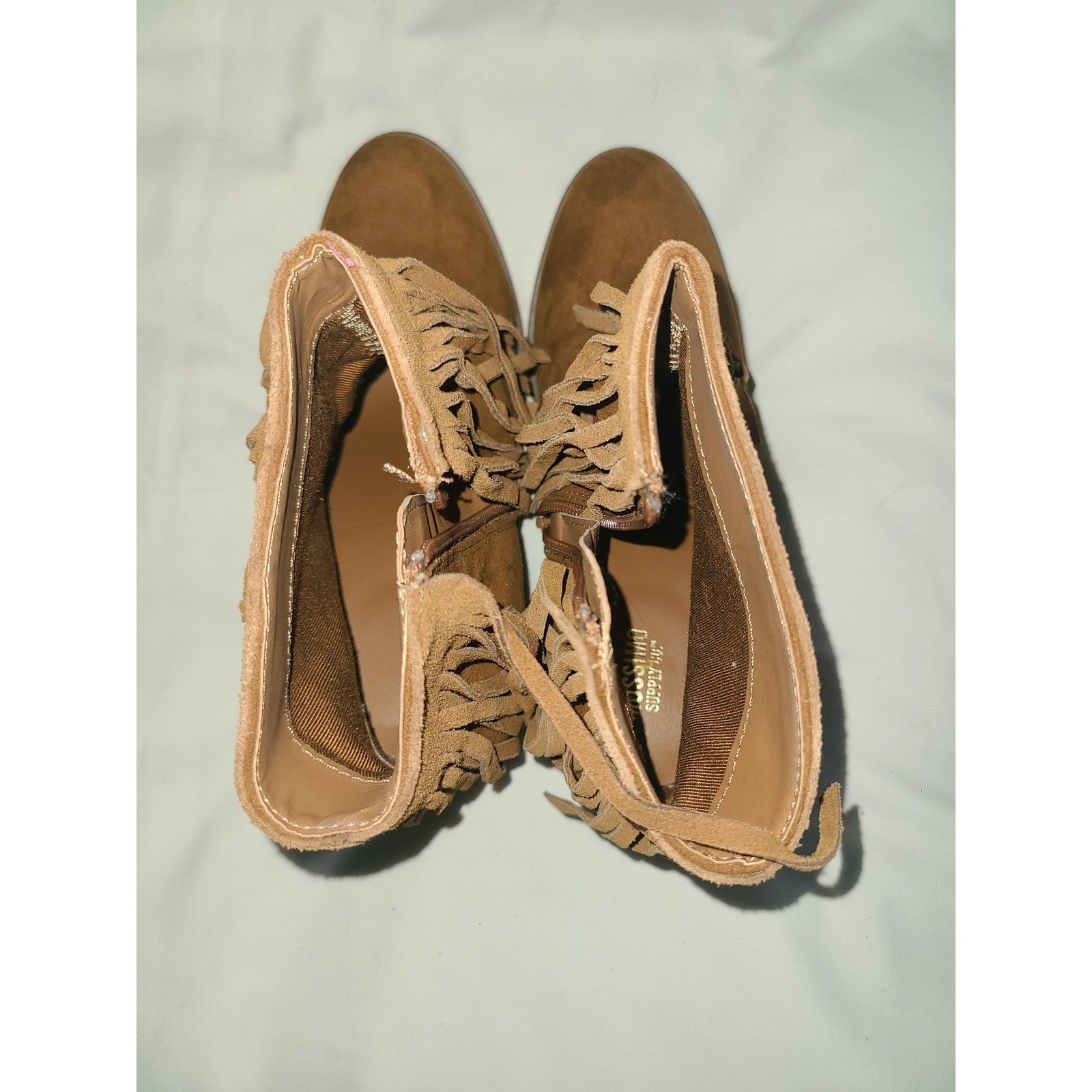Mossimo Supply Co Bertie Cognac Fringe Ankle Boots Womens 8.5 Brown Western Heel