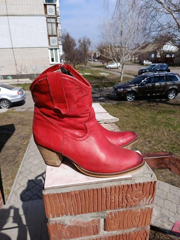 women boots red leather 40