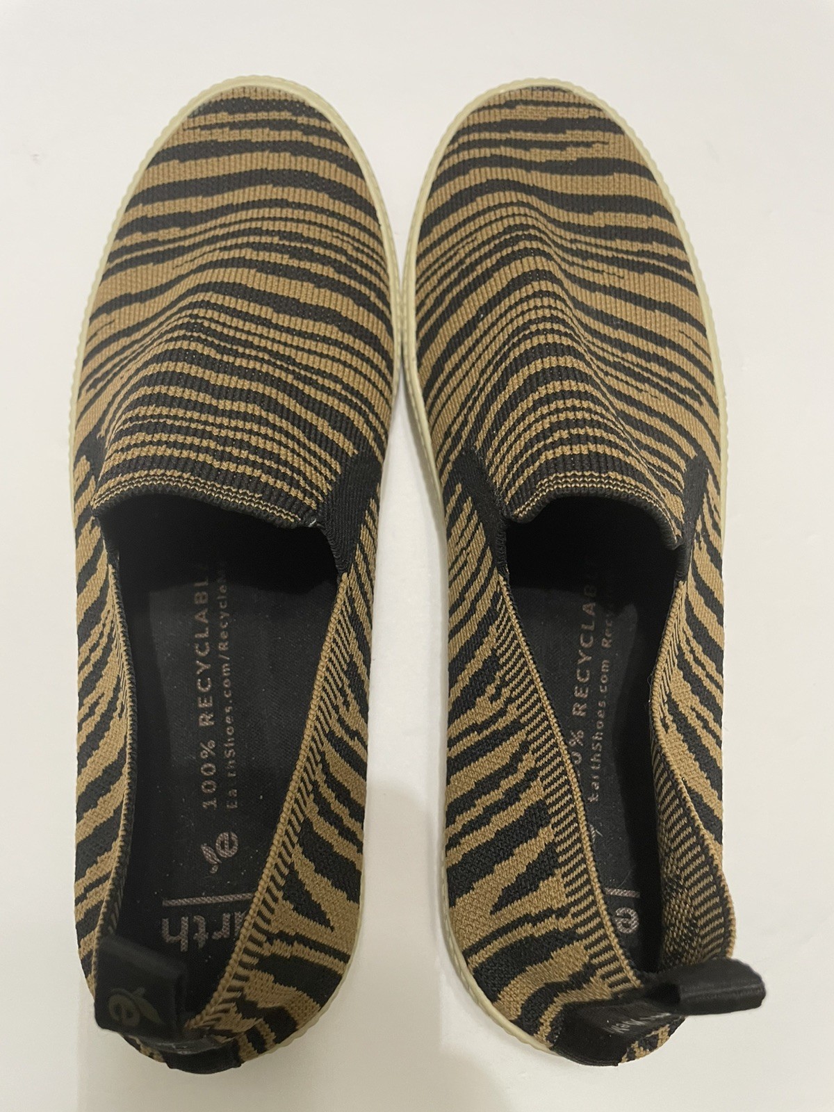 Earth Shoes Womens 9 Slide Sneaker Zen Spree Shoe Knit Recyclable Brown Black